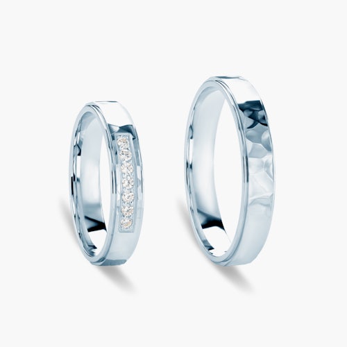 Obrączki ślubne: białe złoto, płaskie, 4 mm